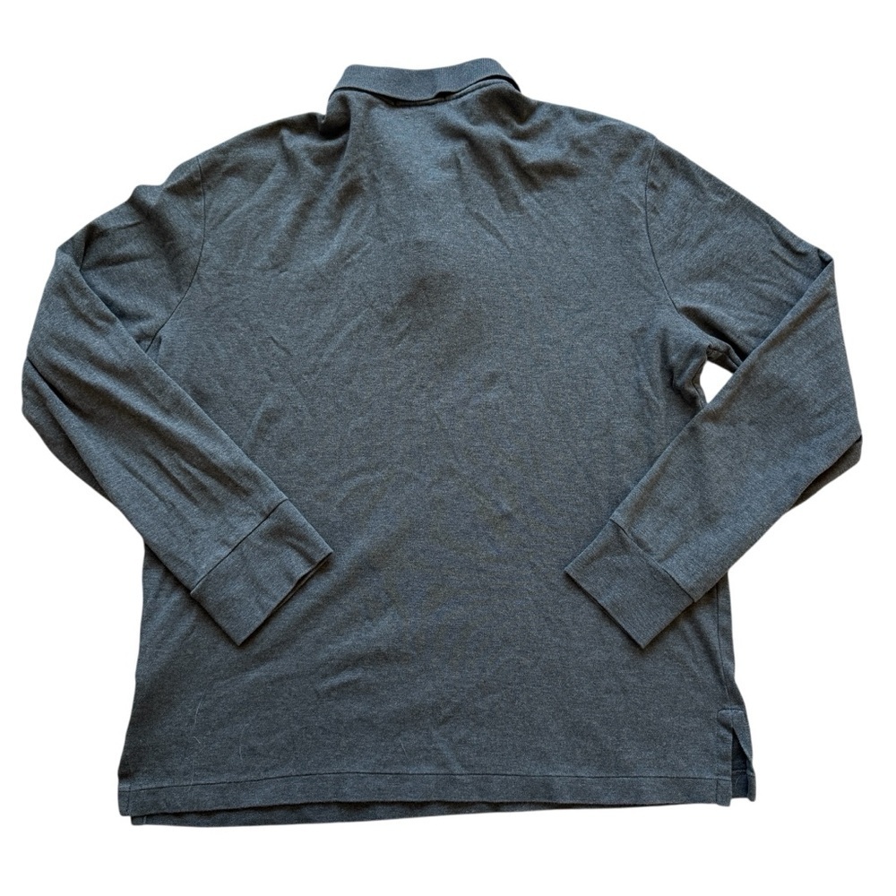 Polo Ralph Lauren Men's XL Gray Long Sleeve Polo Shirt Classic Fit Leather Trim - Picture 8 of 8
